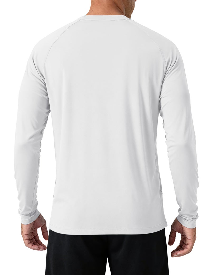 TACVASEN Mens Athletic T-Shirt Long Sleeve Rash Guard UV SPF Sun Shirts Quick Dry Breathable Workout Running Shirt Swim Shirt White L - Image 5
